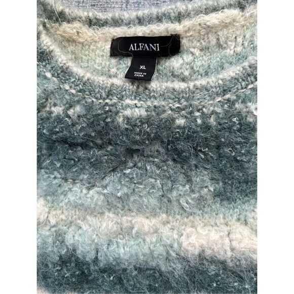 NWT! Alfani Teal Romance Antique White Textured Acrylic Wool Blend Sweater XL - Picture 3 of 8